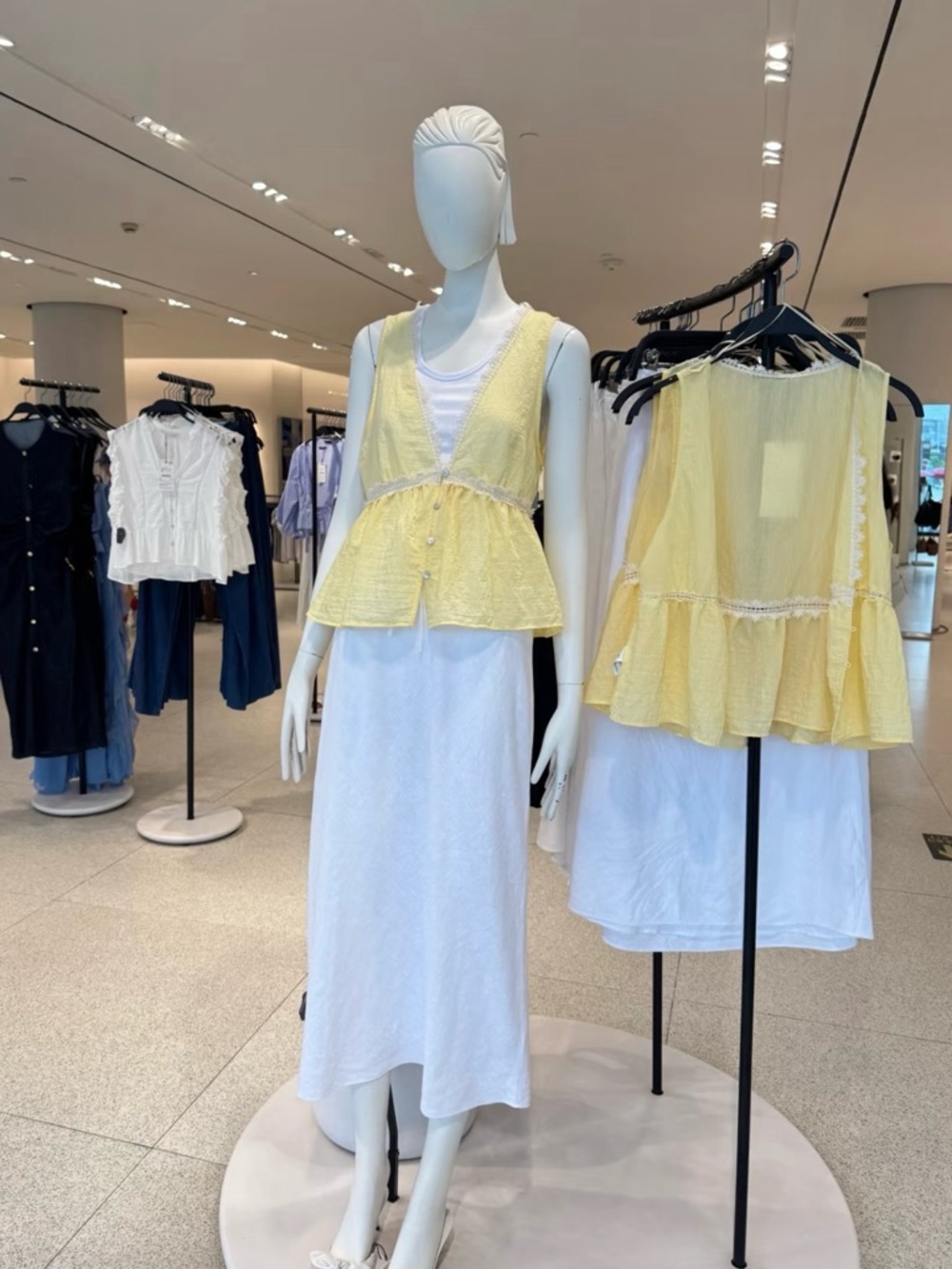 Zara Yellow Tiered Peplum Vest